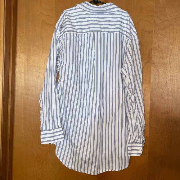 Gap Kids XL Boys Striped Button-Down Shirt Blue & White Long Sleeve Cotton - Picture 6 of 6